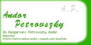 andor petrovszky business card